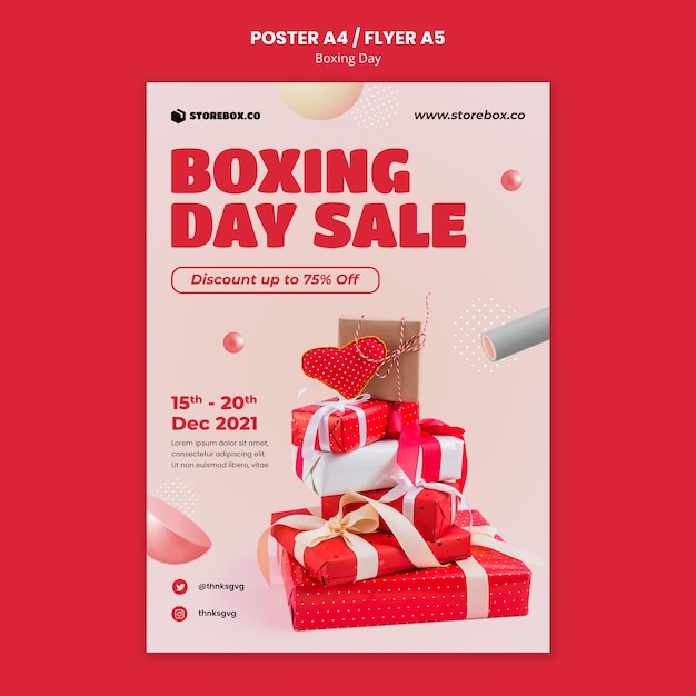 Free PSD boxing day vertical print template