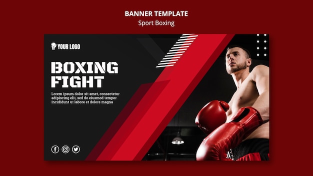 Боксерский бой баннер веб-шаблон