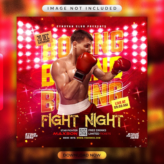 Boxing flyer or social media promotional banner template