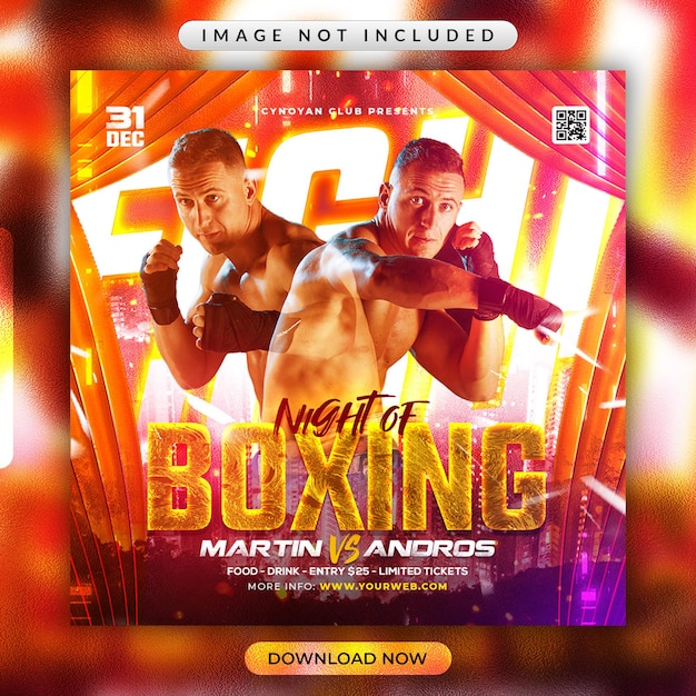 Boxing flyer or social media promotional banner template