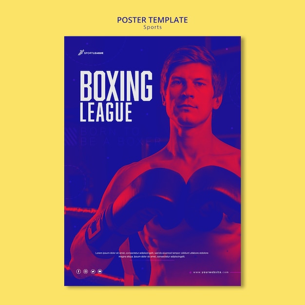 Free PSD boxing male athlete poster template