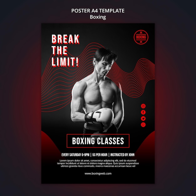 Free PSD boxing print template with photo