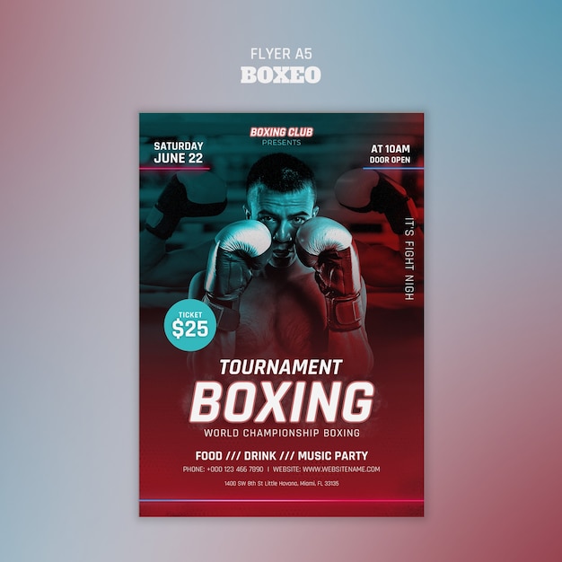 PSD gratuito progettazione del modello di boxe