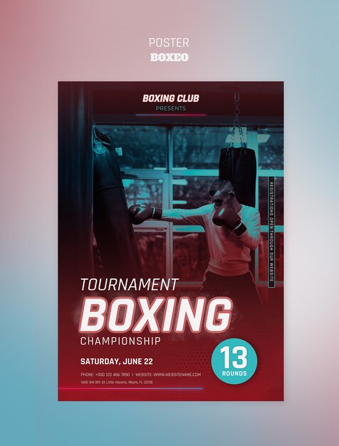 PSD gratuito progettazione del modello di boxe