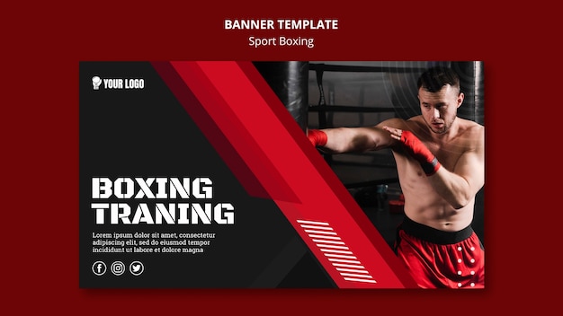 PSD gratuito modello web di banner di allenamento di boxe