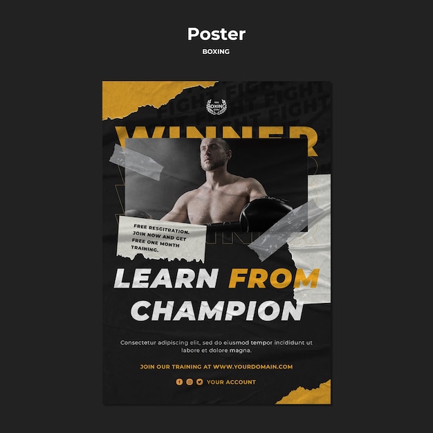 PSD gratuito modello di poster di allenamento di boxe