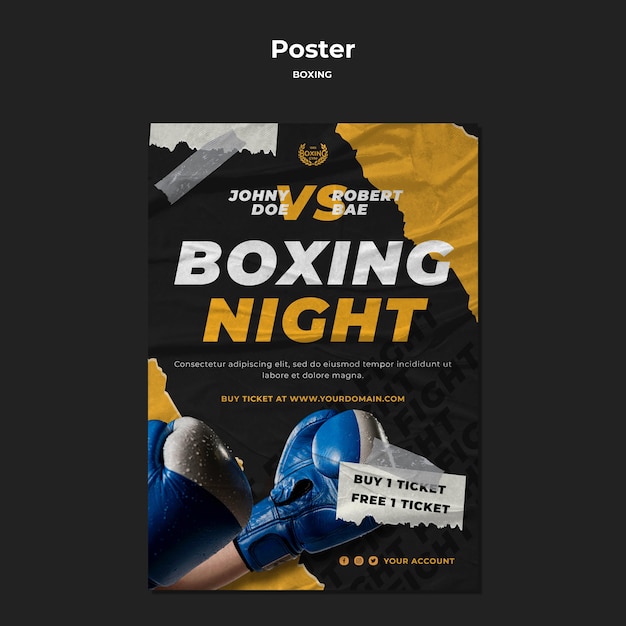 PSD gratuito modello di poster di allenamento di boxe