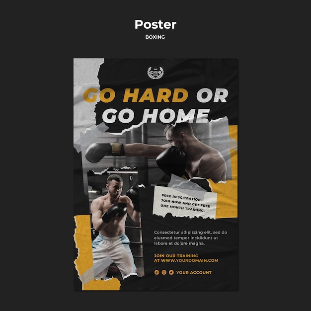 Бесплатный PSD Шаблон плаката тренировки бокса