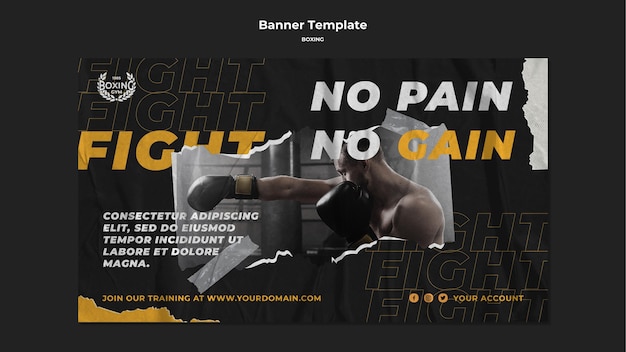 PSD gratuito modello di banner di allenamento di boxe