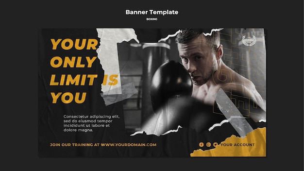 PSD gratuito modello di banner di allenamento di boxe