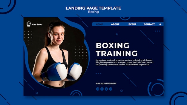 Pagina di destinazione per boxe e allenamento