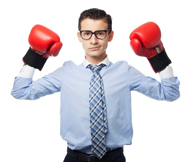 Boy with boxing gloves