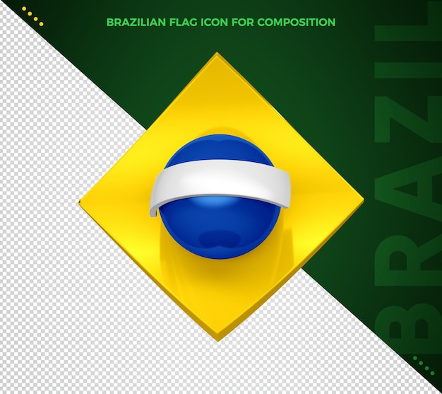 PSD gratuito icona 3d della bandiera del brasile