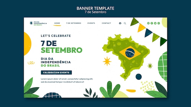 無料PSD ブラジル独立記念日のテンプレートデザイン