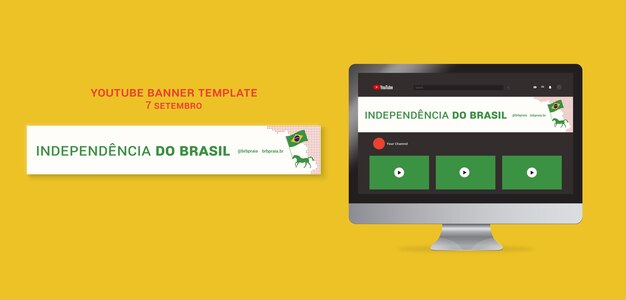 無料PSD ブラジル独立記念日のyoutubeチャンネルアートデザイン