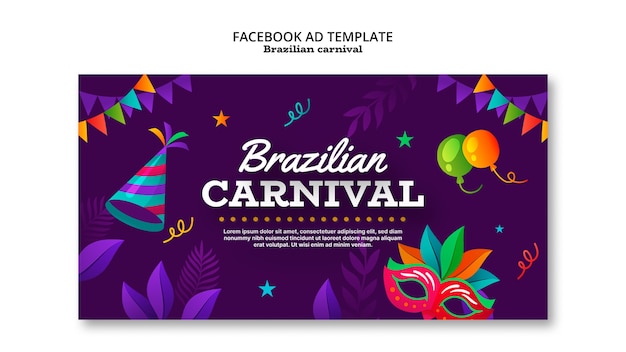 無料PSD ブラジルのカーニバル祝いのフェイスブックテンプレート