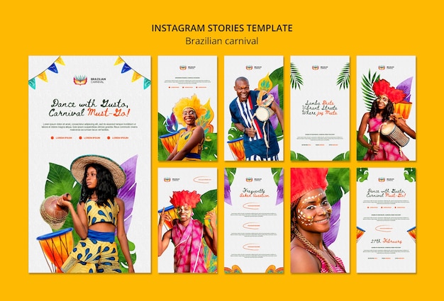 Free PSD brazilian carnival celebration  instagram stories