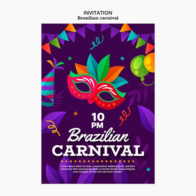 brazilian carnival celebration invitation template