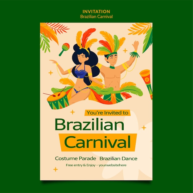 Free PSD brazilian carnival celebration invitation