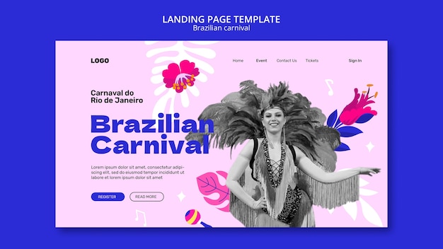 無料PSD ブラジルのカーニバル ランディングページ