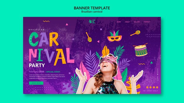 Free PSD brazilian carnival celebration landing page