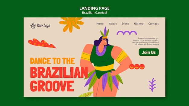 Free PSD brazilian carnival celebration landing page