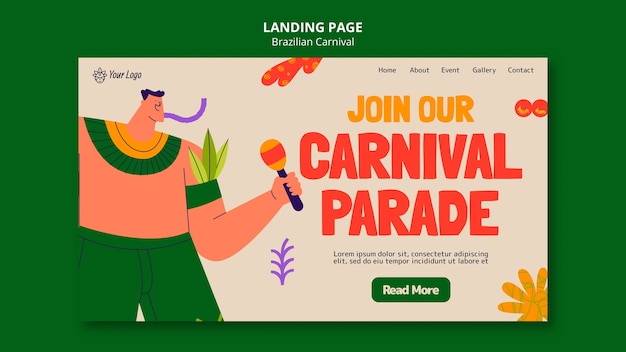 Free PSD brazilian carnival celebration landing page