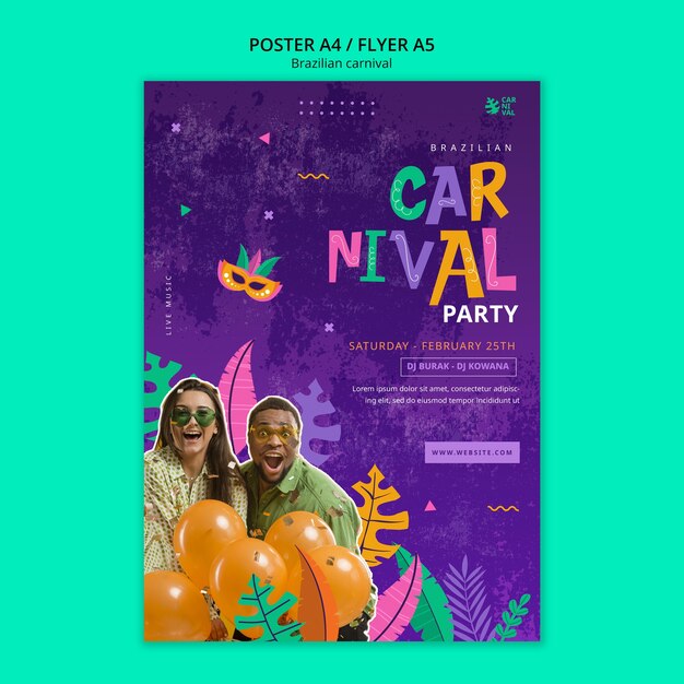 Brazilian carnival celebration poster template