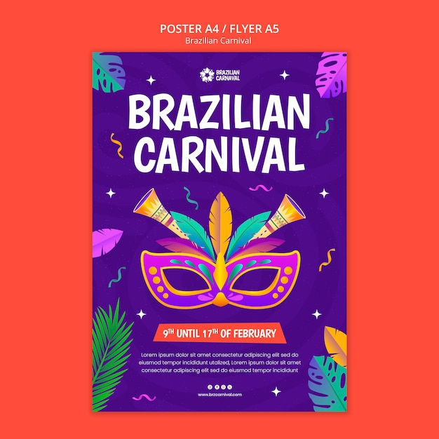 Free PSD brazilian carnival celebration poster