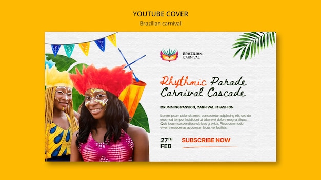 PSD gratuito cover youtube della celebrazione del carnevale brasiliano