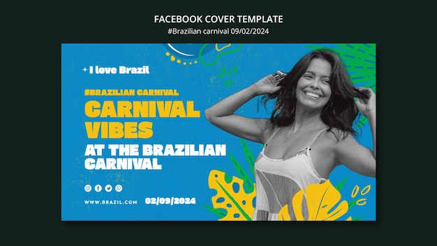 PSD gratuito modello di copertina facebook del carnevale brasiliano