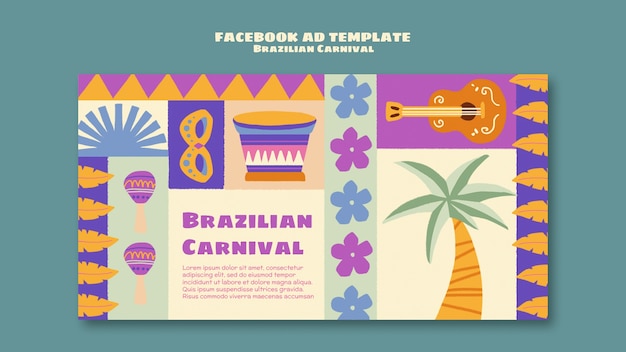 無料PSD ブラジルのカーニバルのfacebookテンプレート