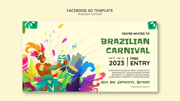 PSD gratuito modello facebook carnevale brasiliano