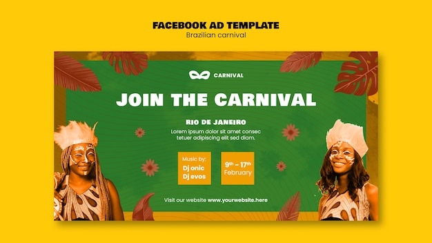 PSD gratuito modello di facebook del carnevale brasiliano