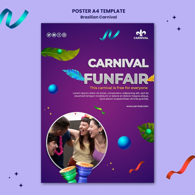 Free PSD brazilian carnival funfair poster template