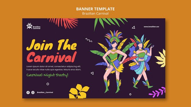 Brazilian carnival horizontal banner template