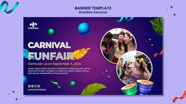 Free PSD brazilian carnival horizontal banner template