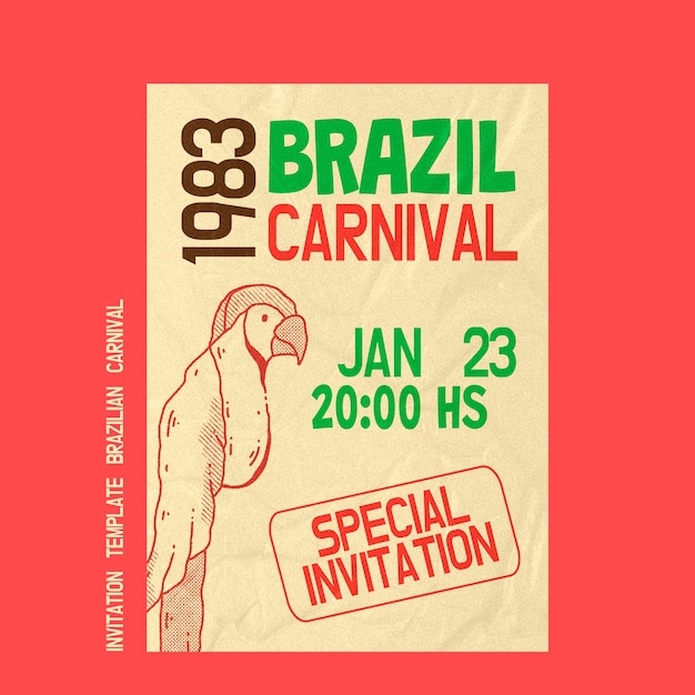 PSD gratuito modello di invito al carnevale brasiliano