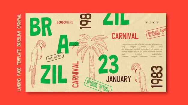 Free PSD brazilian carnival landing page template