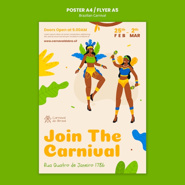 Brazilian carnival party poster template