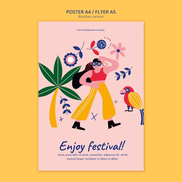 Free PSD brazilian carnival poster template