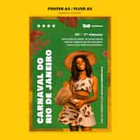 PSD gratuito modello di poster del carnevale brasiliano