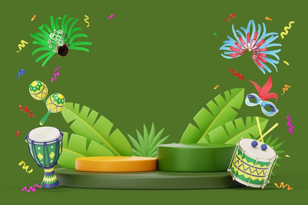 Free PSD brazilian carnival sales podium background