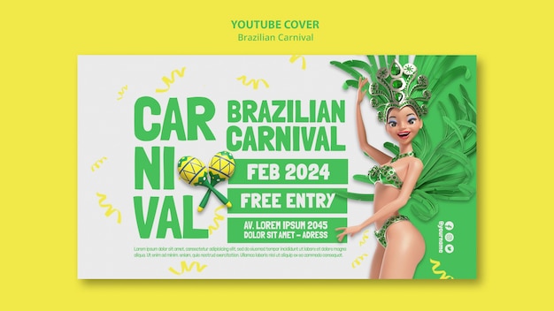 PSD gratuito disegno del modello del carnevale brasiliano