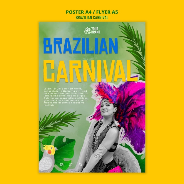 PSD gratuito disegno del modello del carnevale brasiliano