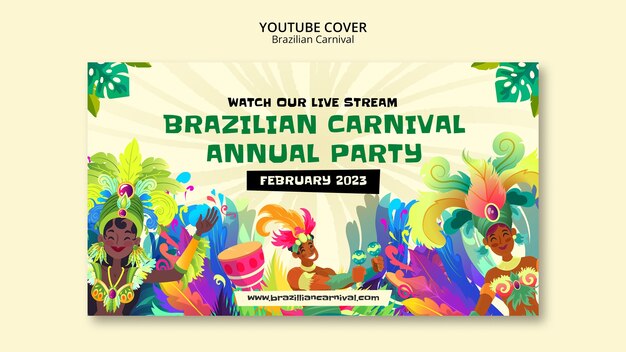 Шаблон обложки бразильского карнавала на youtube