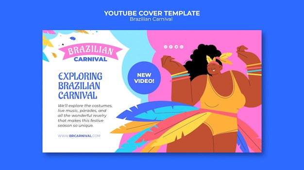 Modello di copertina di youtube del carnevale brasiliano