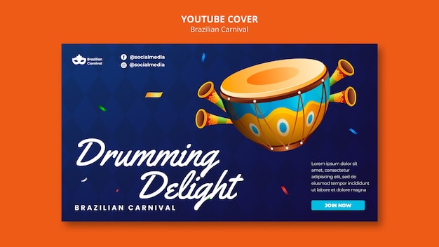 Modello di copertina youtube del carnevale brasiliano