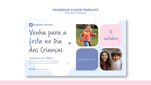 ブラジルの子供の日のソーシャルメディアの表紙のテンプレート