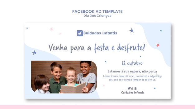 brazilian children's day social media promo template